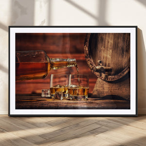 Whiskey and Cigar Canvas Wall Art | 3 Panel Bar Room Decor