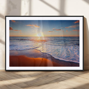 Tropical Ocean Sunset Wall Art Canvas Print, Golden Beach