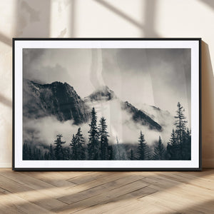 Large Foggy Mountain Forest Wall Art Canvas Print | Misty