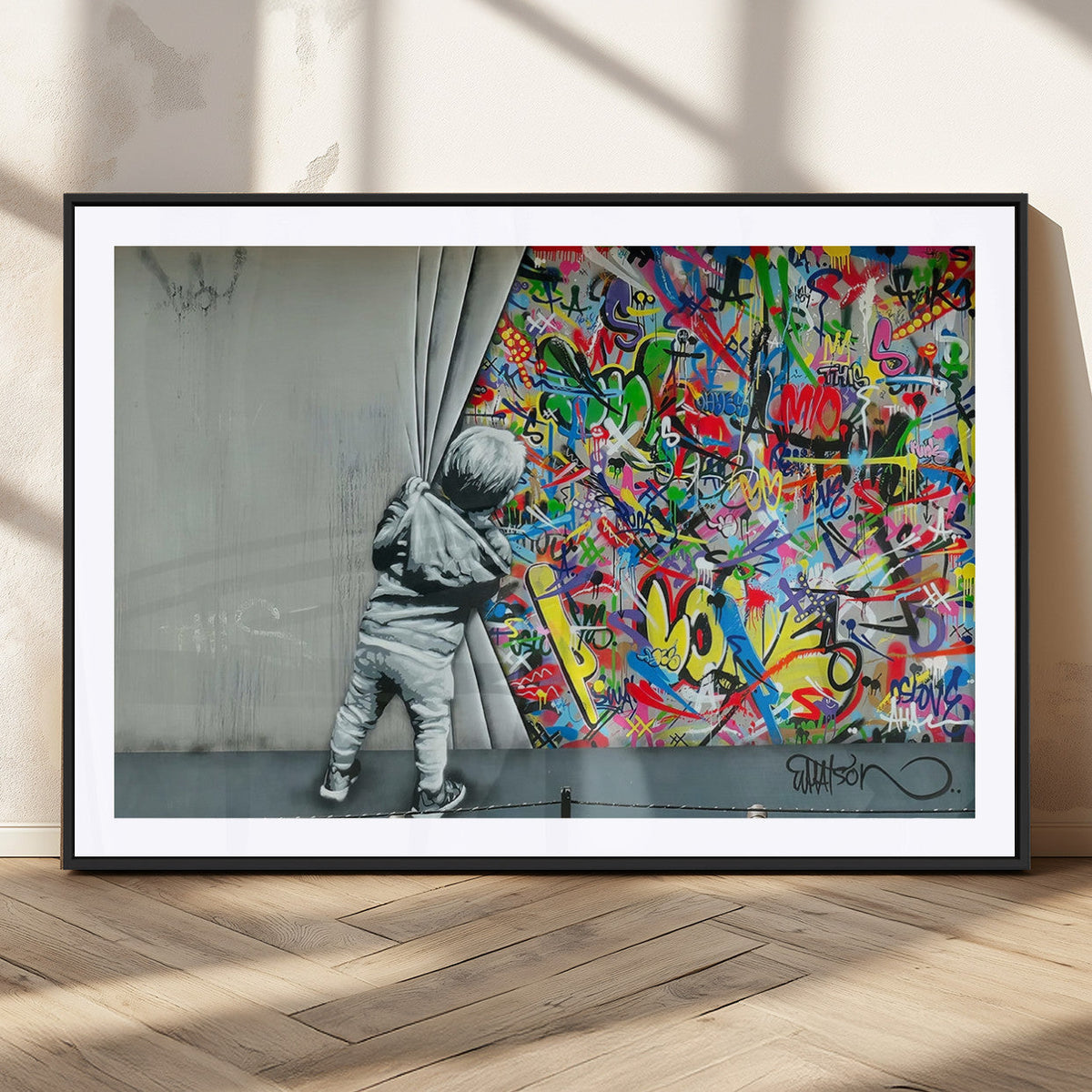 Banksy Colorful Street Graffiti Canvas Wall Art Print,