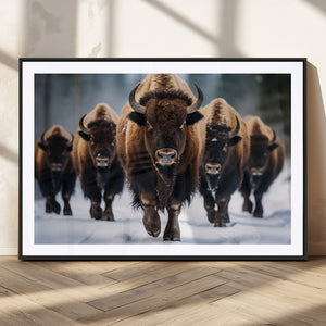 Buffalo Wall Art Canvas Print, American Bison Herd Wall Art