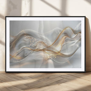 Abstract art Grey and Gold Lines Wall Art