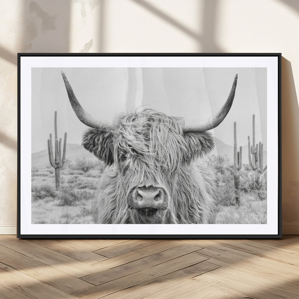 Rustic Charm | Cow Longhorn Black White Bighorn Wall Art