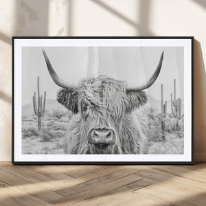 Rustic Charm | Cow Longhorn Black White Bighorn Wall Art