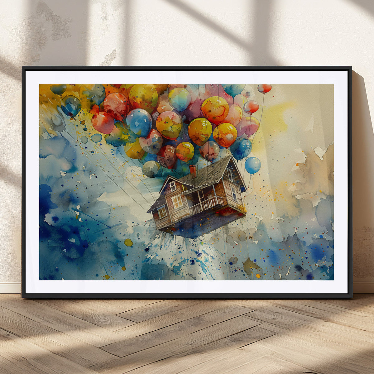 UP-Inspired Floating House with Balloons Canvas Art –