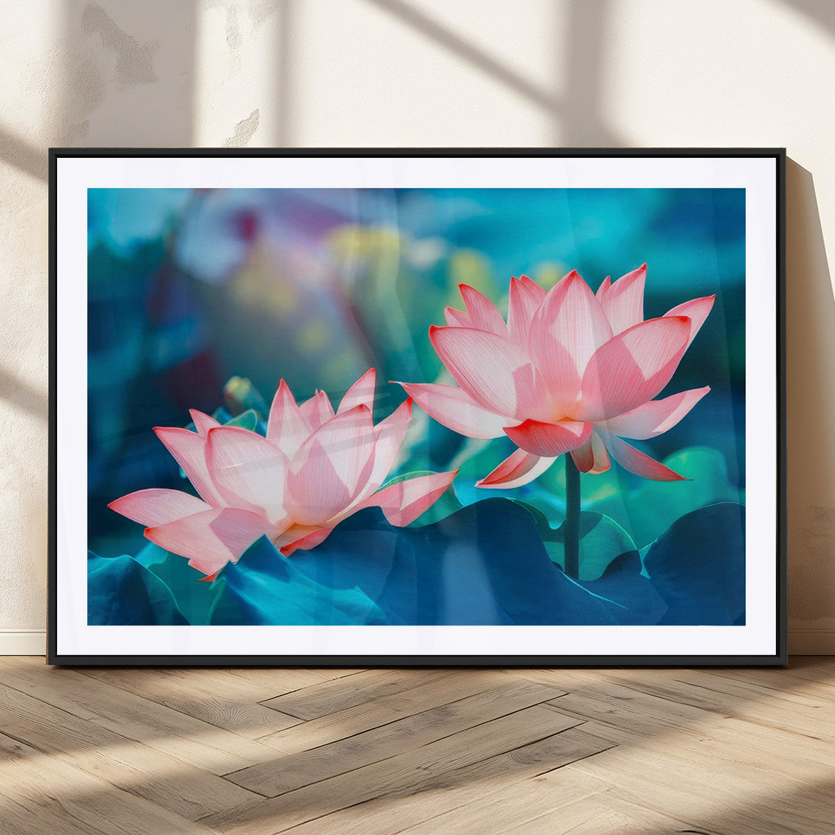 Pink Lotus Flower Canvas Wall Art | Vibrant Floral Wall