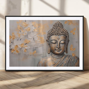 Abstract Buddha Statue Wall Art Canvas Print - Modern
