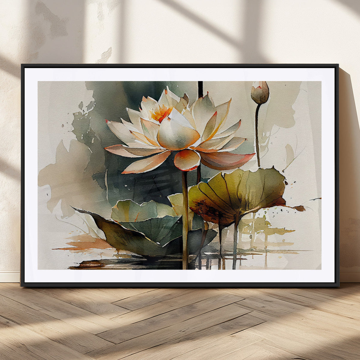 Lotus Flower Watercolor Canvas Print – A Symbol of Serenity