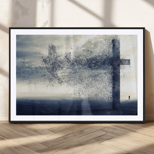 Jesus and the Fading Cross Wall Art Print – Symbol of Faith,