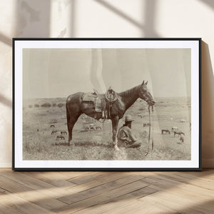 Cowboy Wall Art - Western Horse Canvas Print - Vintage