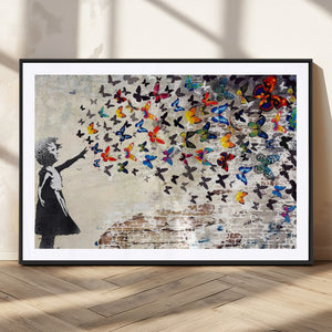 Banksy Graffiti Wall Art Canvas Print: Girl Releasing