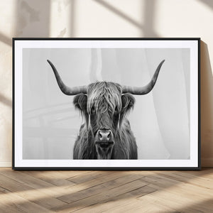 Highland Wall Art Canvas Print – Minimalist Black and White