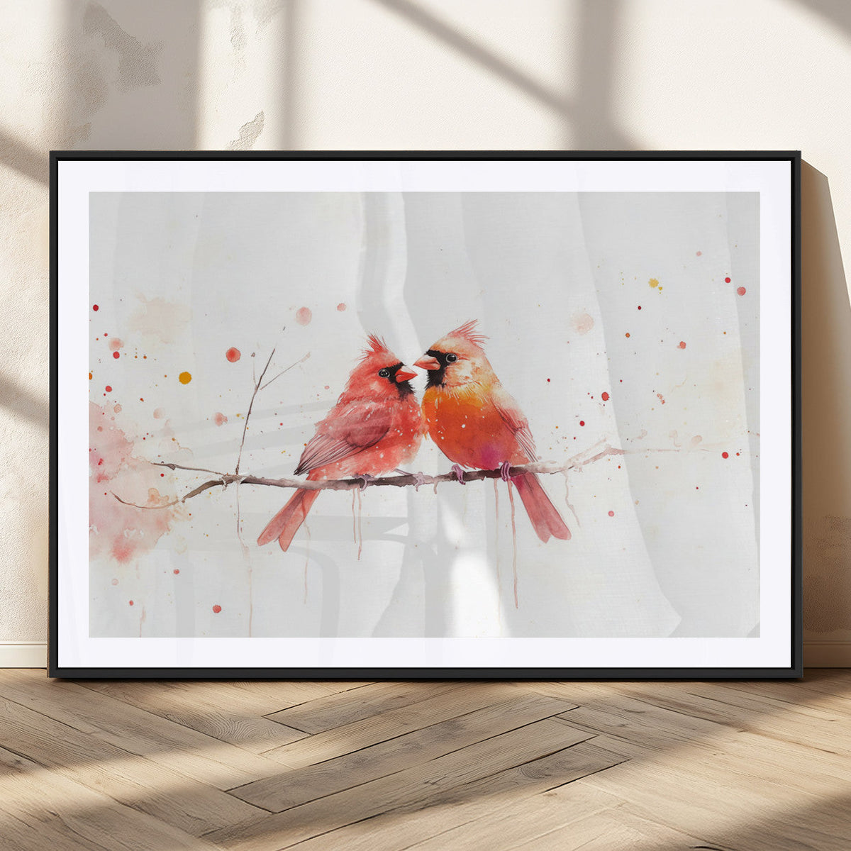 Cardinal Bird Canvas Wall Art - Male and Female Cardinal