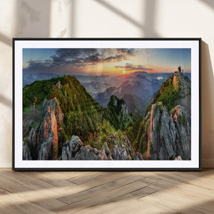 Mountain Sunset Panoramic Wall Art Canvas Print – Framed