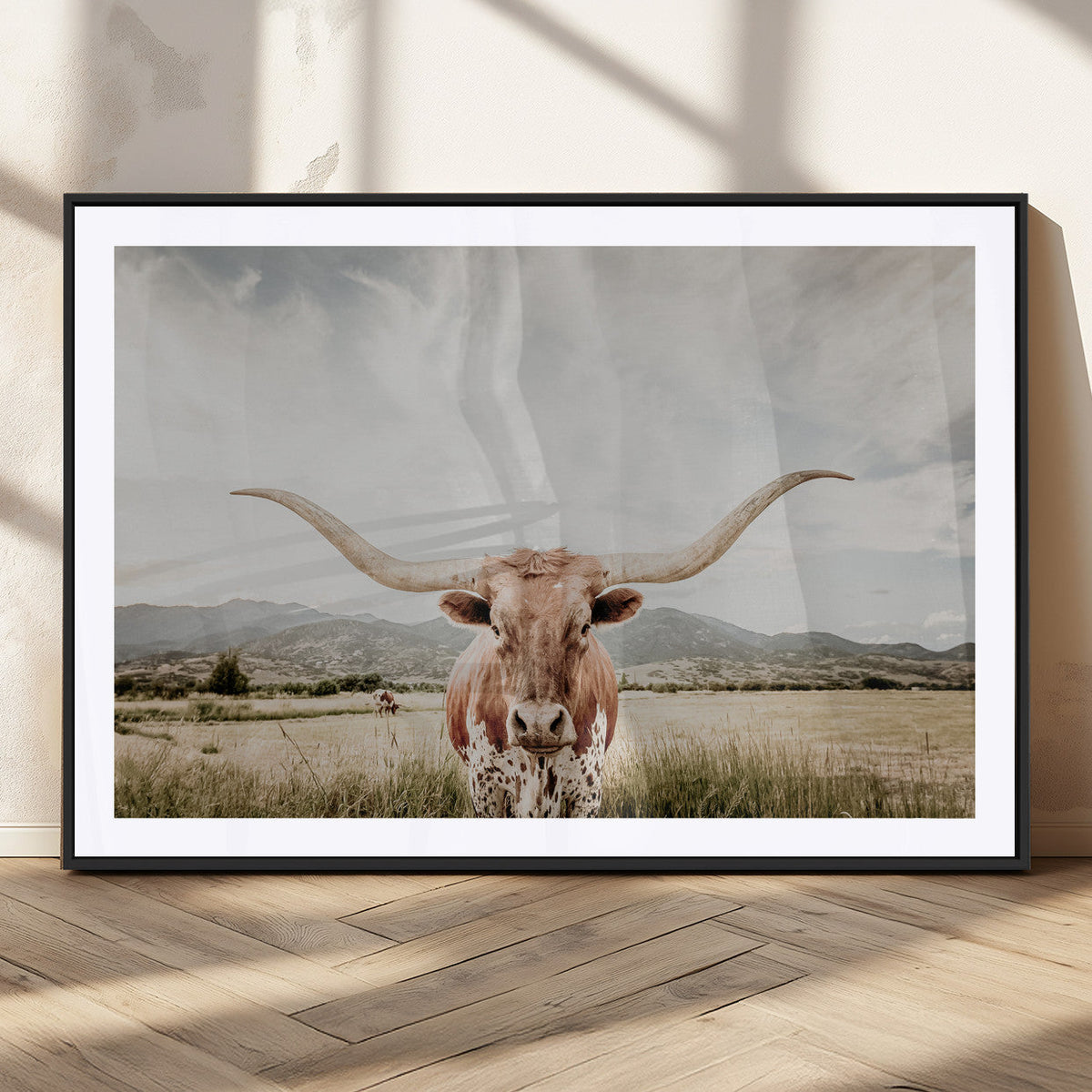 Texas Longhorn Wall Art Canvas Print – Framed Western Cow