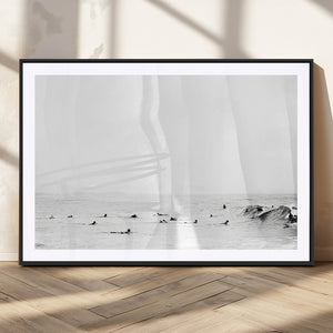 Monochrome Swimming Wall Art Canvas Print – Framed Ocean