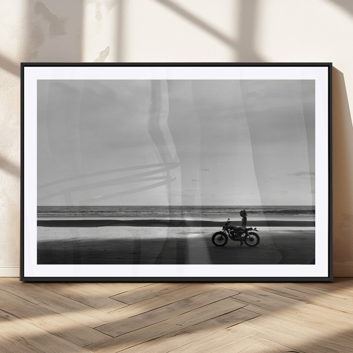 Motorcycle Beach Wall Art Canvas Print – Framed Vintage