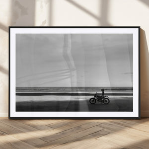 Motorcycle Beach Wall Art Canvas Print – Framed Vintage