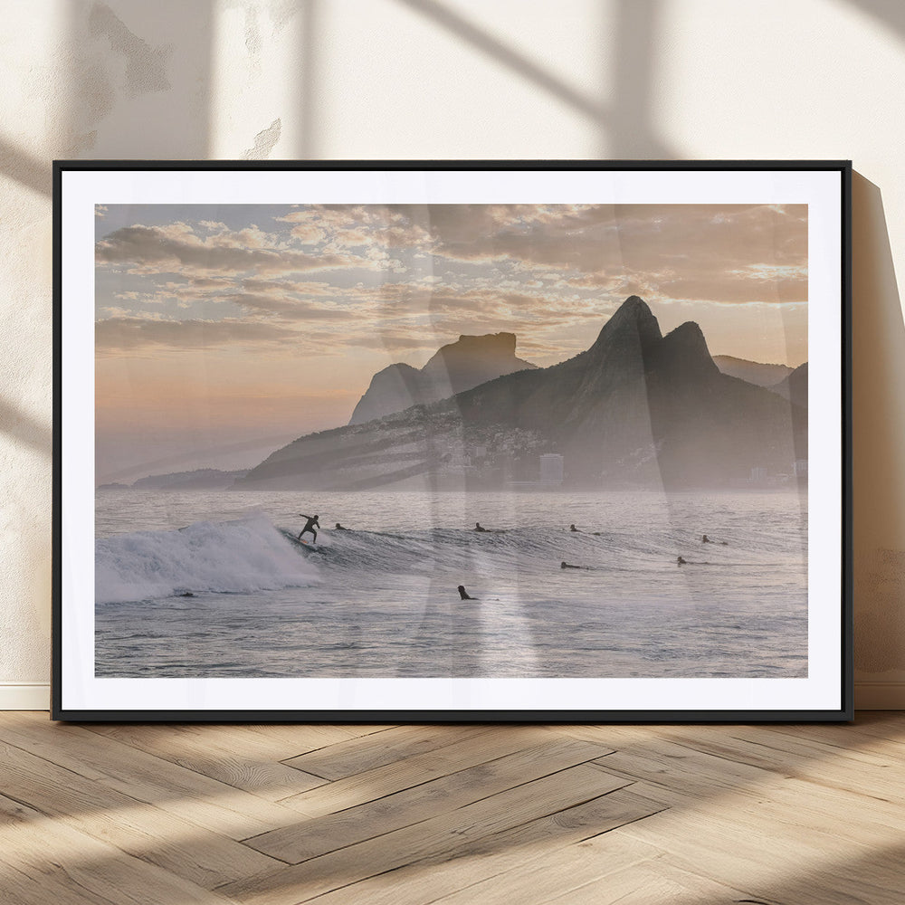 Sunset Surfing Wall Art Canvas Print – Framed Misty