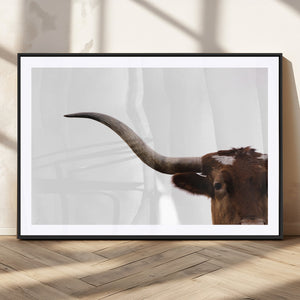 Texas Longhorn Wall Art Canvas Print – Framed Minimalist Cow