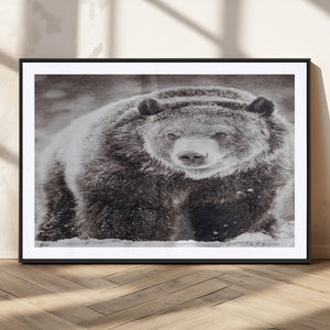 Grizzly Bear Wall Art Canvas Print – Framed Rustic Lodge Art