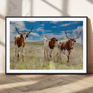 Texas Longhorn Wall Art Canvas Print – Framed Western Decor