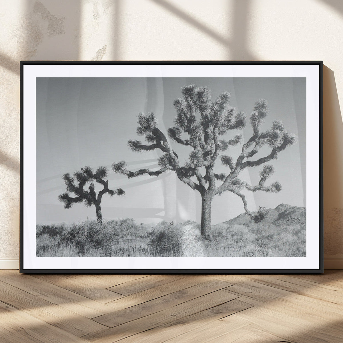 Joshua Tree Wall Art Canvas Print – Black and White Desert