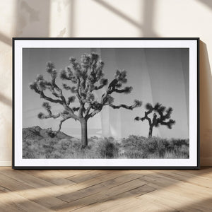 Joshua Tree Wall Art Canvas Print – Framed Monochrome Desert