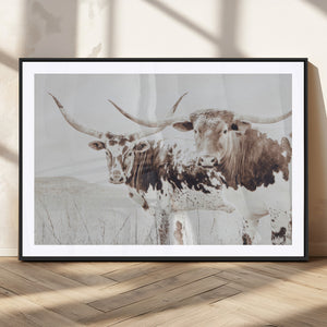 Longhorn Wall Art Canvas Print – Framed Western Cow Rustic