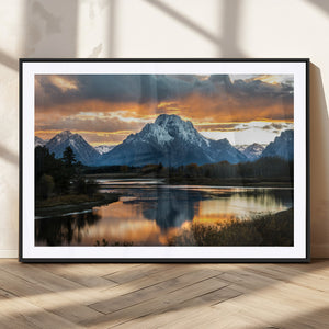 Mountain Sunset Wall Art Canvas Print – Framed Alpine