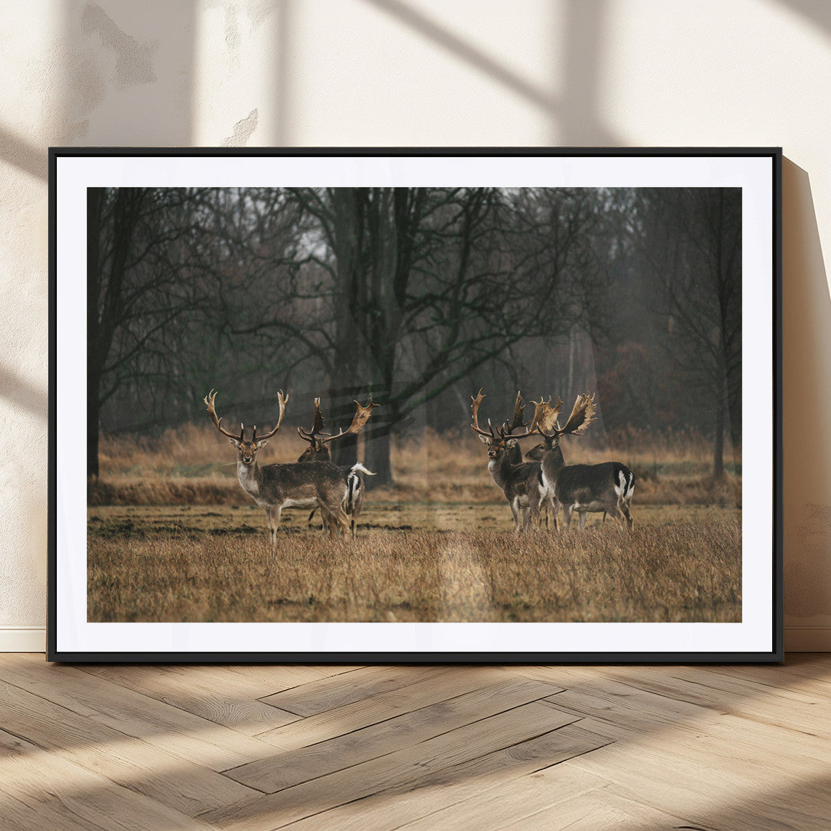 Deer Wall Art Canvas Print – Framed Rustic Wildlife Stags