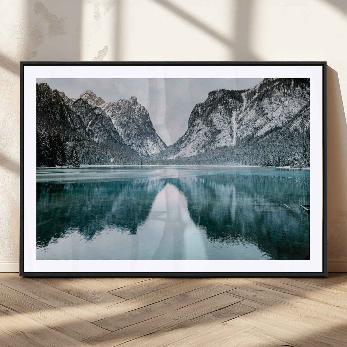 Mountain Lake Wall Art Canvas Print – Framed Toblacher See