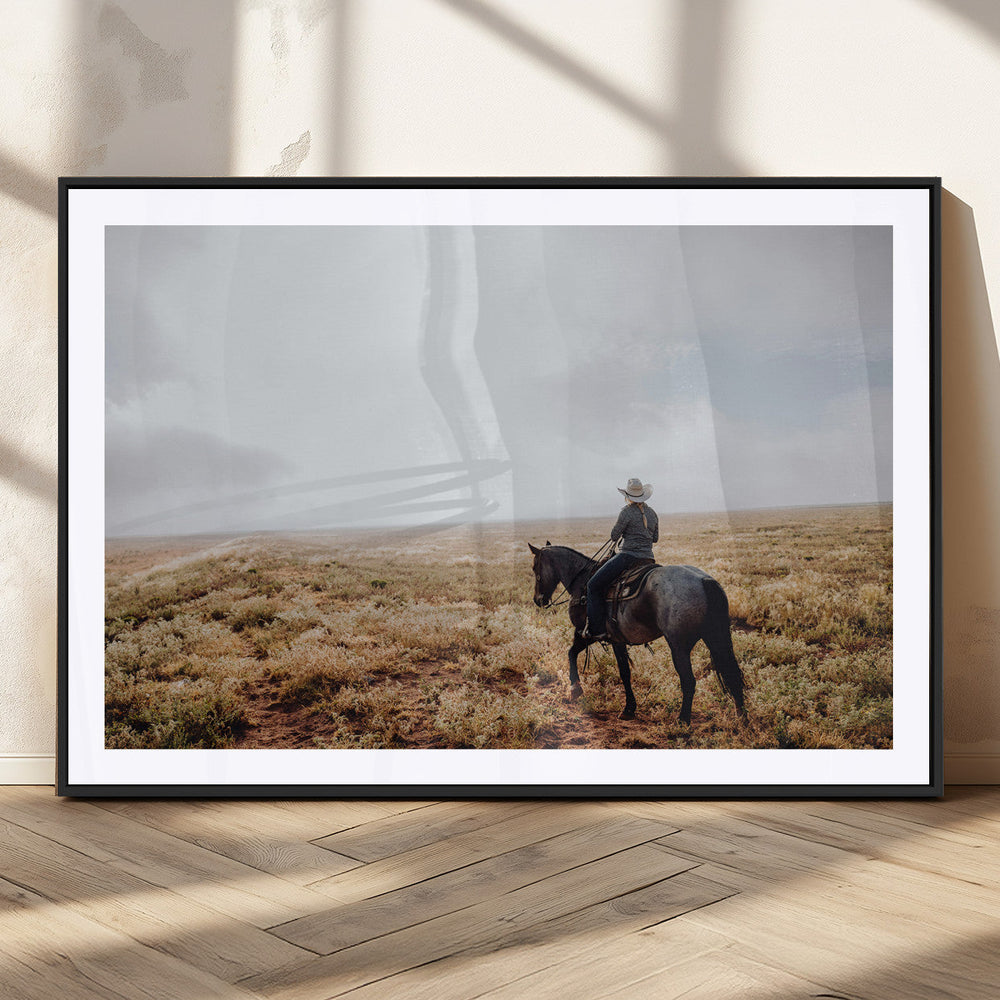 Cowboy Wall Art Canvas Print – Framed Western Ranch Scene