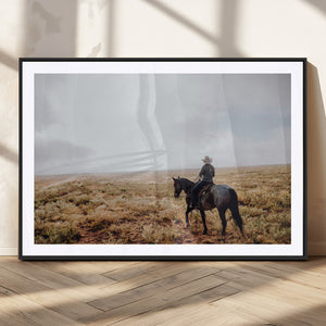 Cowboy Wall Art Canvas Print – Framed Western Ranch Scene