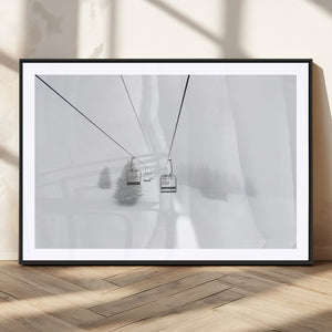 Ski Lift Wall Art Canvas Print – Snowy Alpine Landscape