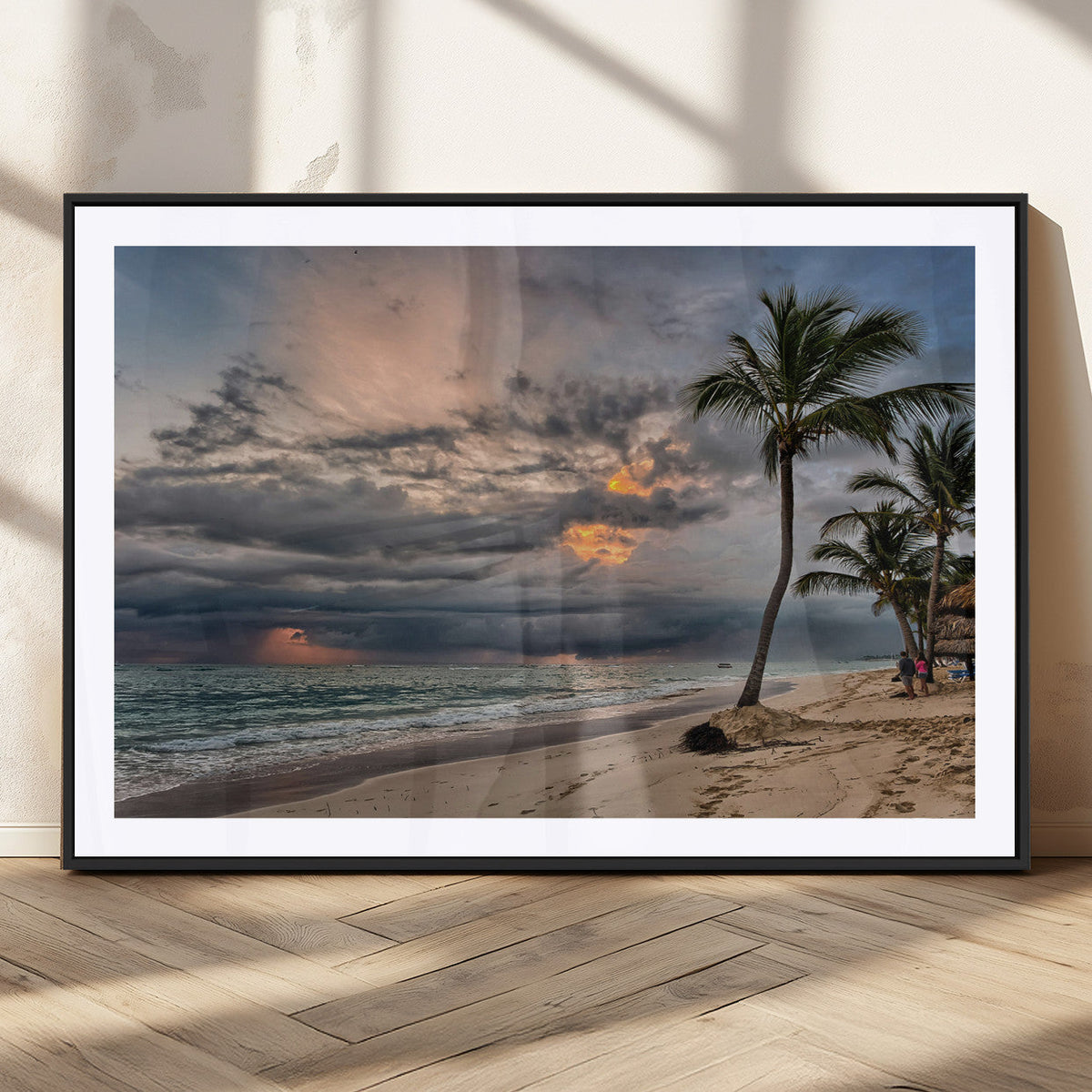 Tropical Storm Wall Art Canvas Print – Framed Moody Beach