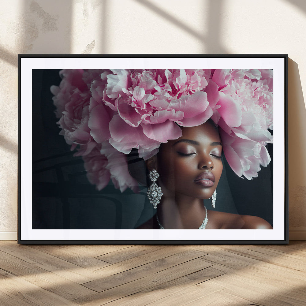 Black Beauty Petal Crown Wall Art Canvas Print – Floral