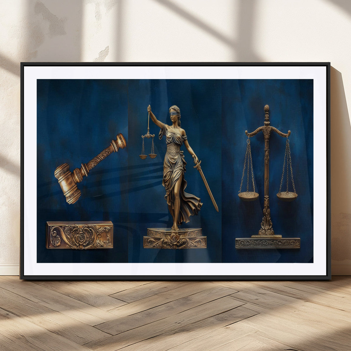 Lady Justice Wall Art Canvas Print – Elegant Gold Legal