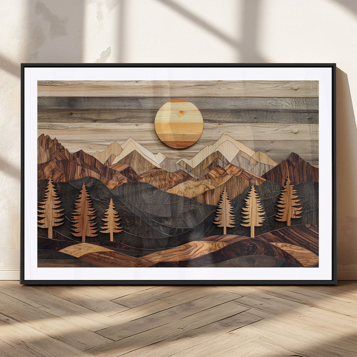 Wood Mountain Wall Art Canvas Print – Layered Forest and