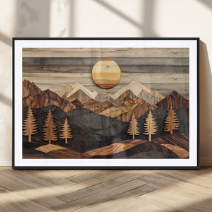 Wood Mountain Wall Art Canvas Print – Layered Forest and
