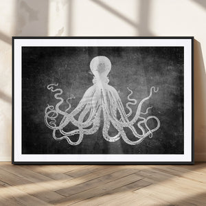 Black White Octopus Wall Art Canvas Print