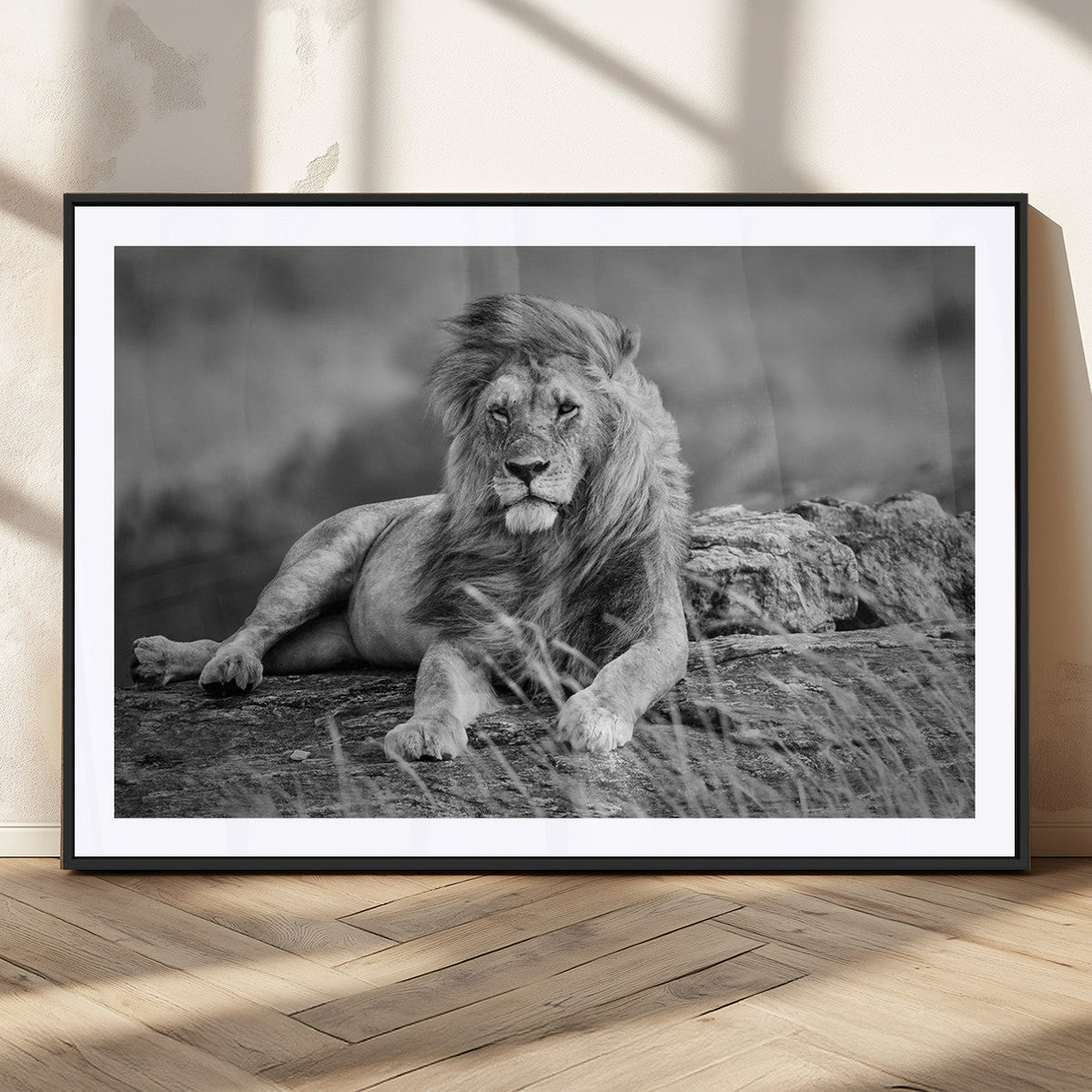 King Forest Lion Wall Art Canvas Print – Framed Majestic