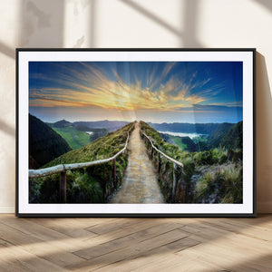 Mountain and Sunset Wall Art Canvas Print