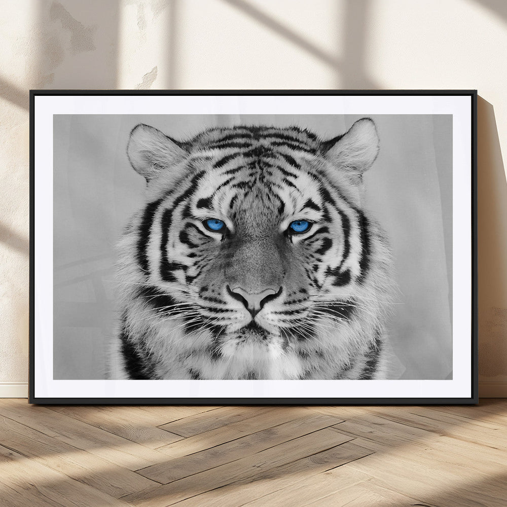 Black and White Tiger Wall Art Animal Canvas Print