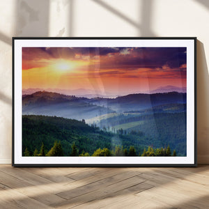 Mountain and Sunset Wall Art Canvas Print