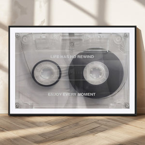 Vintage Cassette Tape Canvas Wall Art - Inspirational 'Life