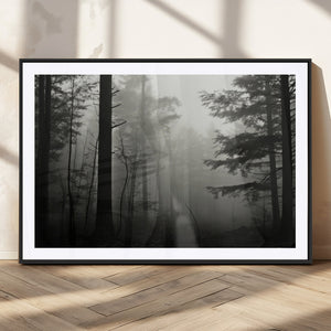 Misty Forest Wall Art Premium Canvas Print a Foggy and