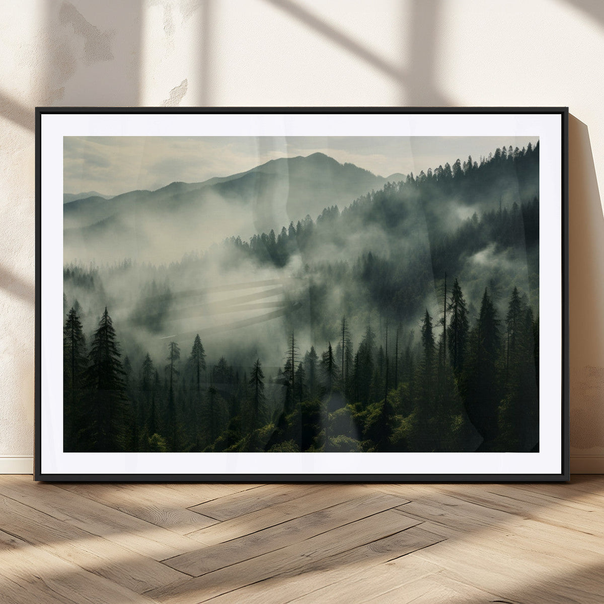 Captivating Misty Forest Wall Art Premium Canvas Print a