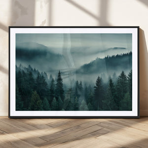 Captivating Misty Foggy Forest Wall Art Premium Canvas Print
