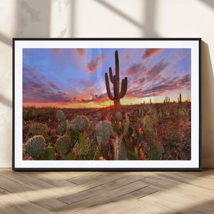 Arizona Desert Wall Art Canvas Print - Framed Deser Sunset